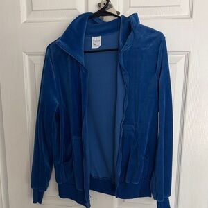 Sears Blue Velour Zip-Up Jacket Y2K